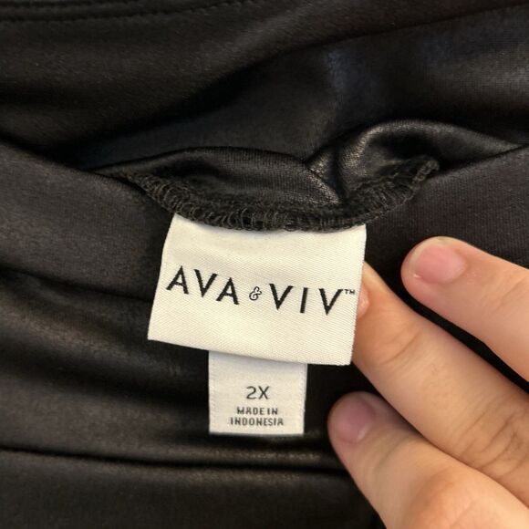 NWT Ava & Viv Womens Plus Size High Waisted Leggings Pants Black Size 2X 20W/22W - Picture 3 of 16